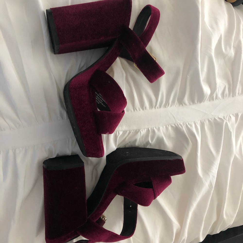 Velvet platform heels